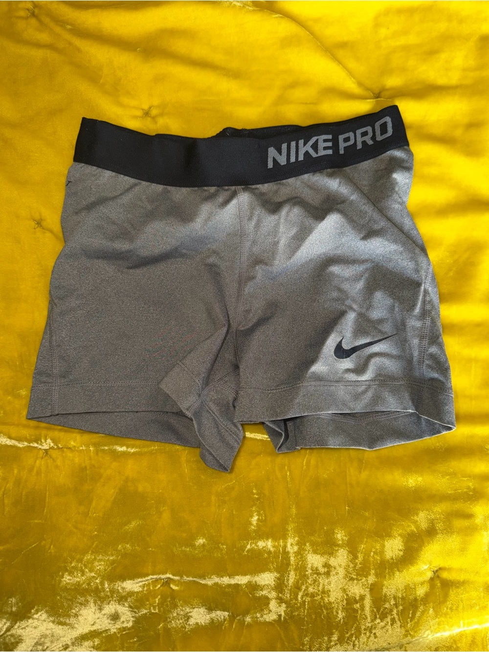 Nike Pro Gray Women's Bike Shorts with Black Waistband